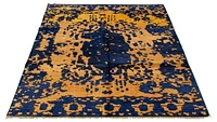 ECARPETGALLERY 7'1" x 9'11"  Transitional Jules Oushak Hand-knotted Area Rug for Living Room, Dining Room and Bedroom in Blue