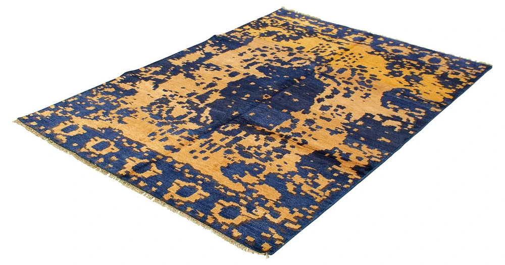 ECARPETGALLERY 7'1" x 9'11"  Transitional Jules Oushak Hand-knotted Area Rug for Living Room, Dining Room and Bedroom in Blue