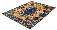 ECARPETGALLERY 7'1" x 9'11"  Transitional Jules Oushak Hand-knotted Area Rug for Living Room, Dining Room and Bedroom in Blue