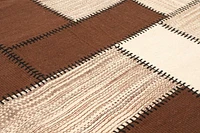 ECARPETGALLERY 4'7" x 6'7" Flat-weaves & Kilims Moldovia Patch Hand Made Area Rug for Living Room, Dining Room and Bedroom in Brown