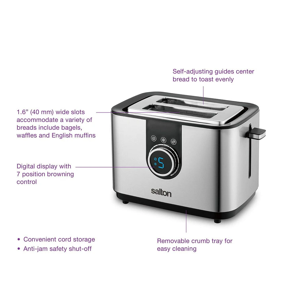 Salton 2 Slice Stainless Steel Digital Toaster, ET2075