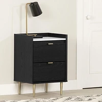 South Shore Hype End Table Black Oak and Faux Carrara Marble