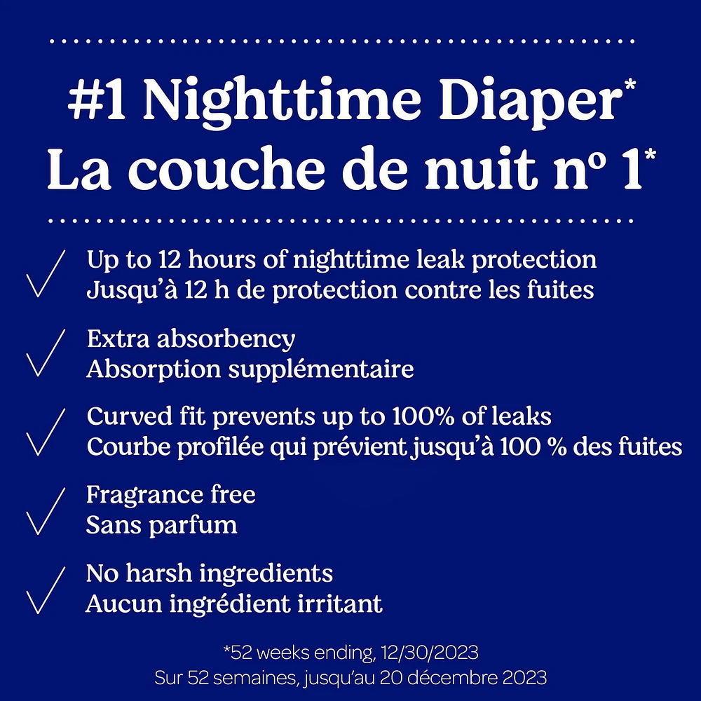 Couches pour bébé Huggies Overnites Nighttime, tailles: 3-7 |36- 66 unités Tailles 3-7| 36-66 Unités