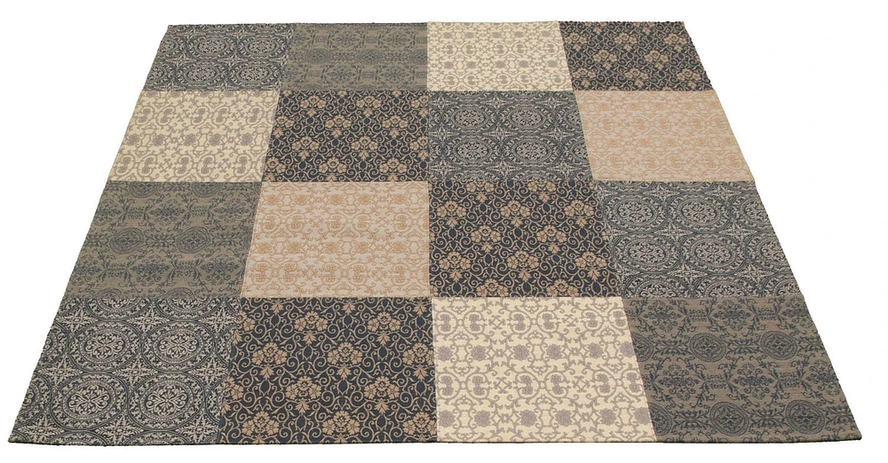 ECARPETGALLERY 6'8" x 8'2" Transitional Collage Handmade Area Rug for Living Room, Dining Room and Bedroom in Blue