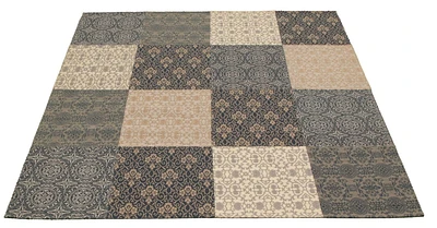 ECARPETGALLERY 6'8" x 8'2" Transitional Collage Handmade Area Rug for Living Room, Dining Room and Bedroom in Blue