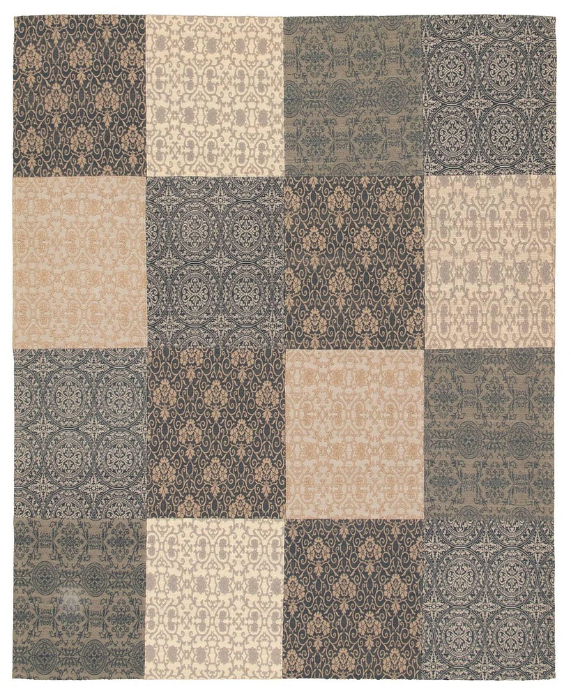 ECARPETGALLERY 6'8" x 8'2" Transitional Collage Handmade Area Rug for Living Room, Dining Room and Bedroom in Blue