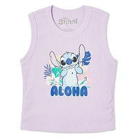 Débardeur côtelé Stitch Disney pour filles Tailles TP–TG