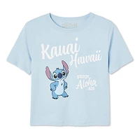 T-shirt écourté Stitch Disney pour femmes Tailles TP–TG