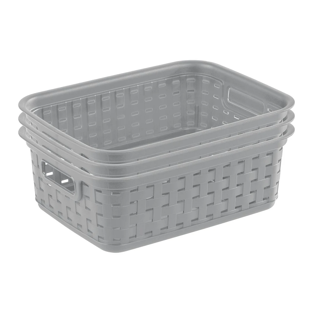 Sterilite  Set of (3) Small Weave Baskets- Grey