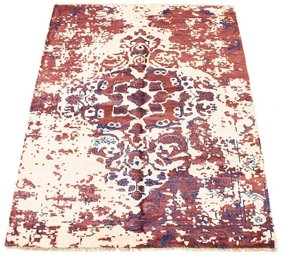 ECARPETGALLERY 5'7" x 7'8" Bordered Jules Oushak Hand-knotted Area Rug for Living Room, Dining Room and Bedroom in Ivory