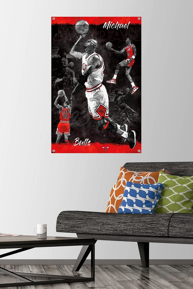 Michael Jordan - Sketch Wall Poster, 22.375" x 34" Framed