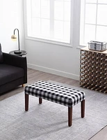 Upholstered Bench with Wood Legs