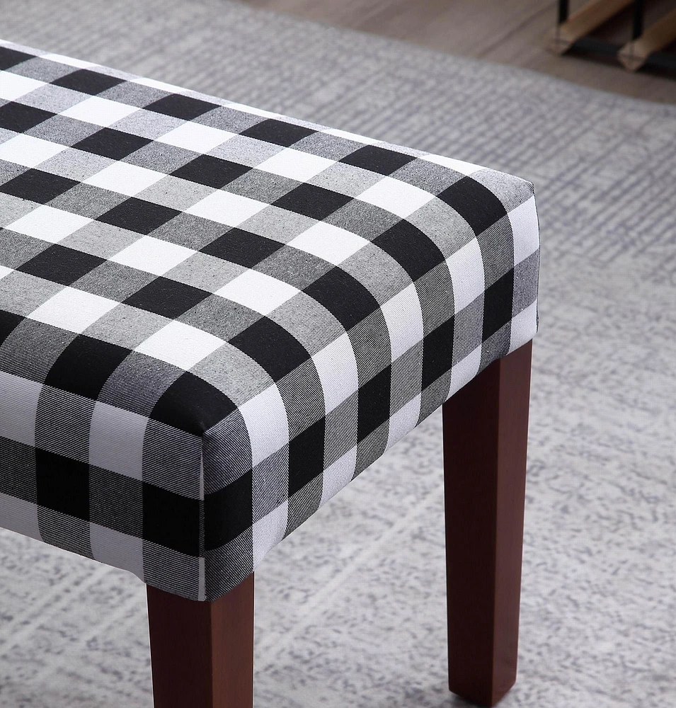 Upholstered Bench with Wood Legs