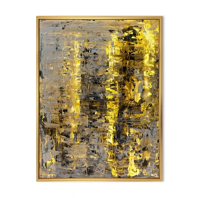 Designart Yellow Meets Grey Abstract Art II FLOAT FRAME WALL ART