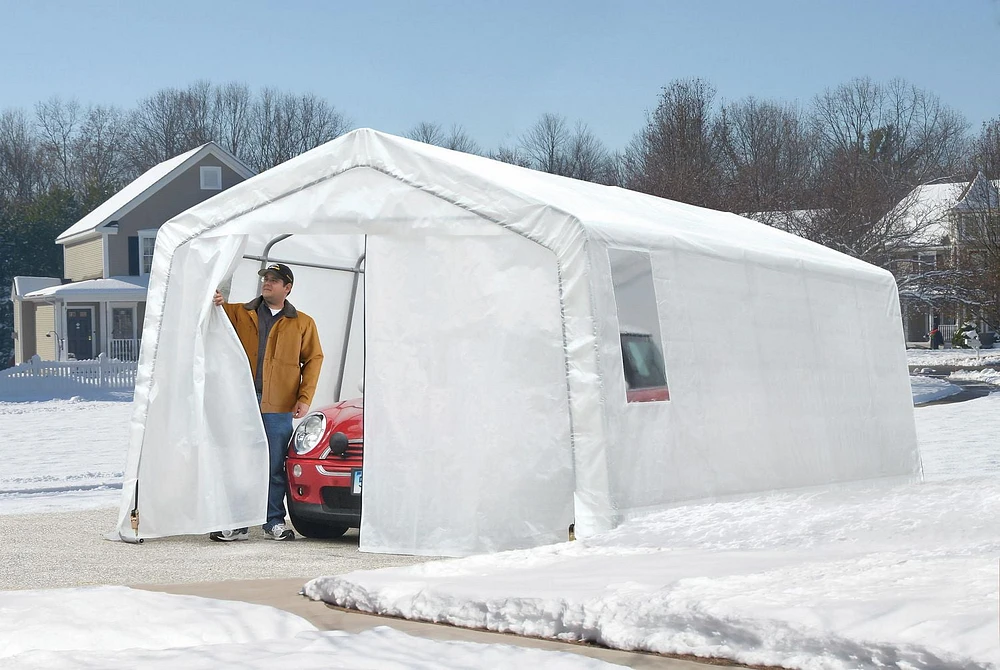 11X20X8 NORTHERN SHELTER PEAK W/CURTAIN, 11x20x8 Fabric Covered Garage