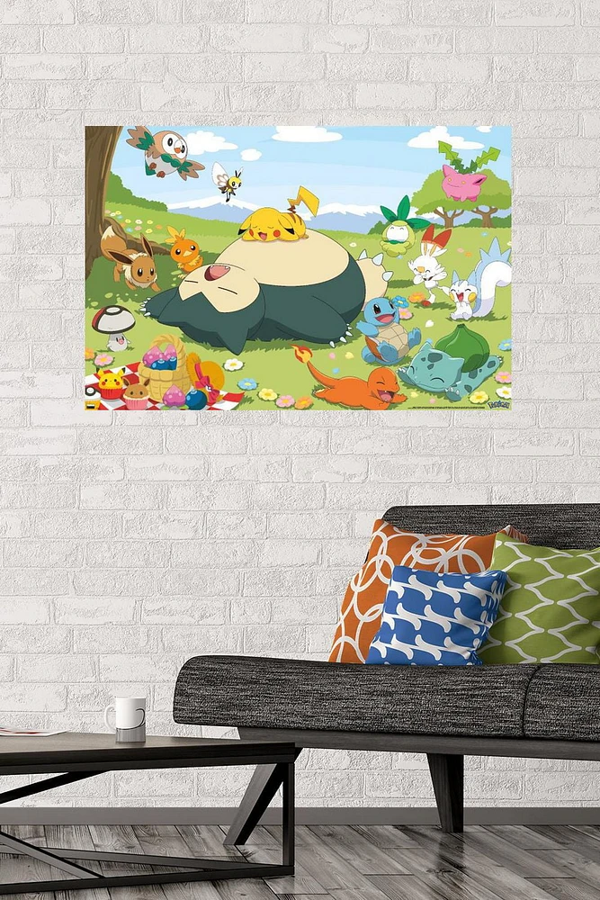 Pokémon - Group Picnic Wall Poster, 14.725" x 22.375" Framed