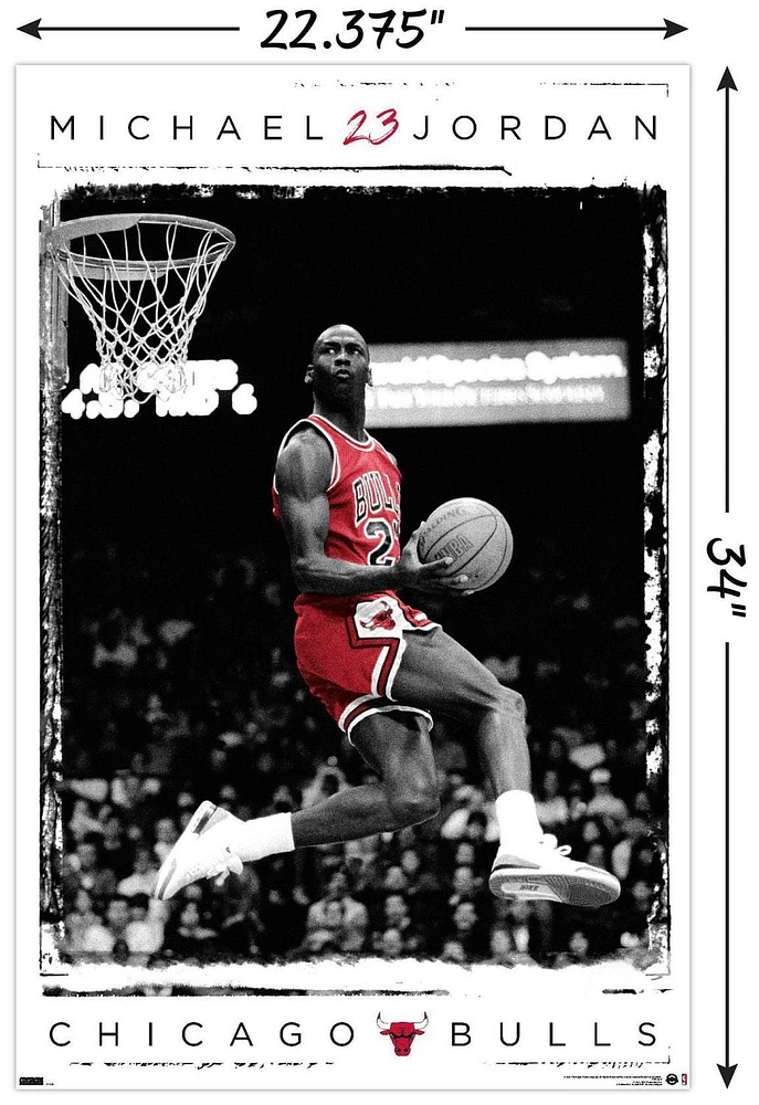 Michael Jordan - Dunk Wall Poster, 14.725" x 22.375" Framed