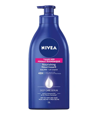 NIVEA Nourishing Body Milk Value Size | 48H Deep Moisture Body Lotion, 1 L