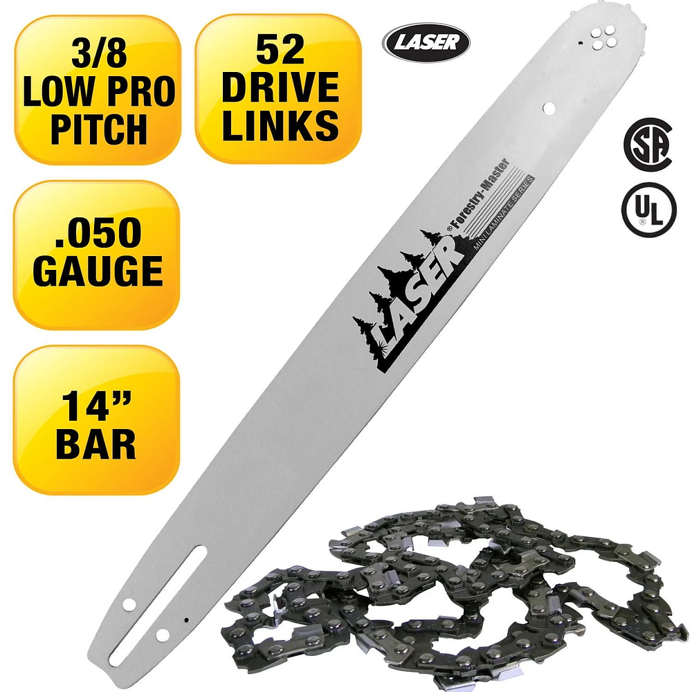 LASER 14'' Bar and Chain 3/8LP-050 52 Drive Links