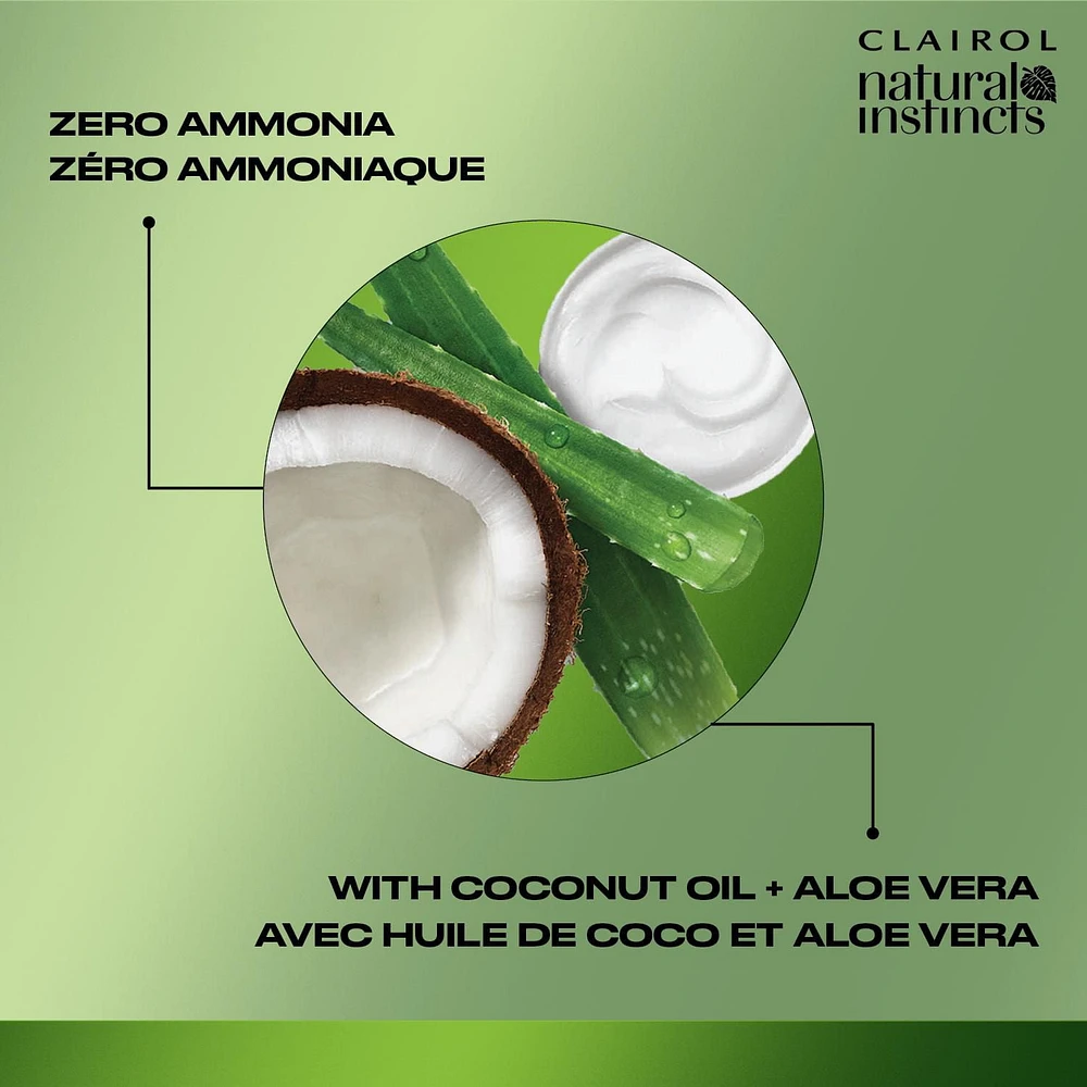 Coloration semi-permanente Natural Instincts, Avec huile de coco et aloe vera Sans ammoniaque ni parabène ajouté!