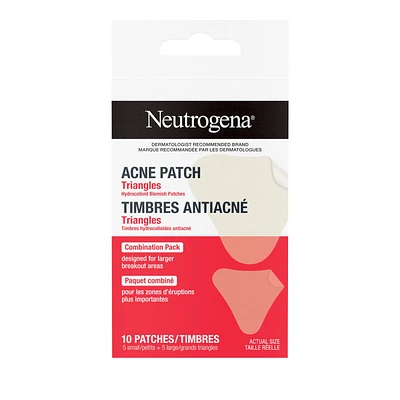 Timbres antiacnéiques triangulaires Neutrogena, traitement antiacné pour le visage, timbres hydrocolloïdes ultraminces pour une guérison optimale des boutons, 2 tailles