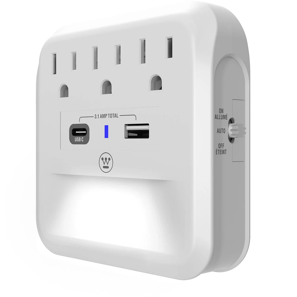 Westinghouse 900J 3- Outlet USB Surge Tap, Westinghouse