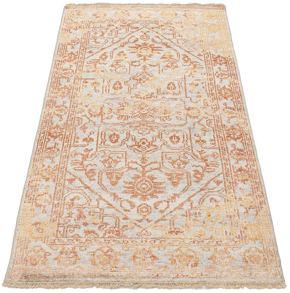 ECARPETGALLERY 4'11" x 7'11" Bordered Jules Oushak Hand-knotted Area Rug for Living Room, Dining Room and Bedroom in Grey