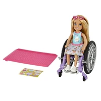 ​Barbie Chelsea Doll & Wheelchair, with Chelsea Doll (Blonde), in Skirt & Sunglasses, with Ramp & Sticker Sheet,