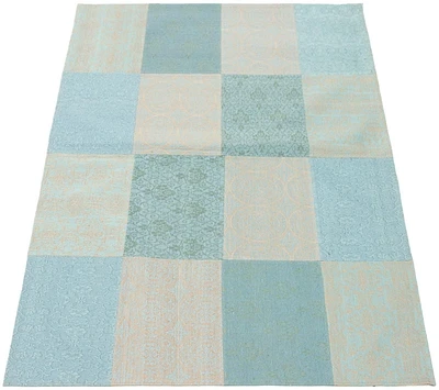 ECARPETGALLERY 5'8" x 7'8" Transitional Collage Handmade Area Rug for Living Room, Dining Room and Bedroom in Blue