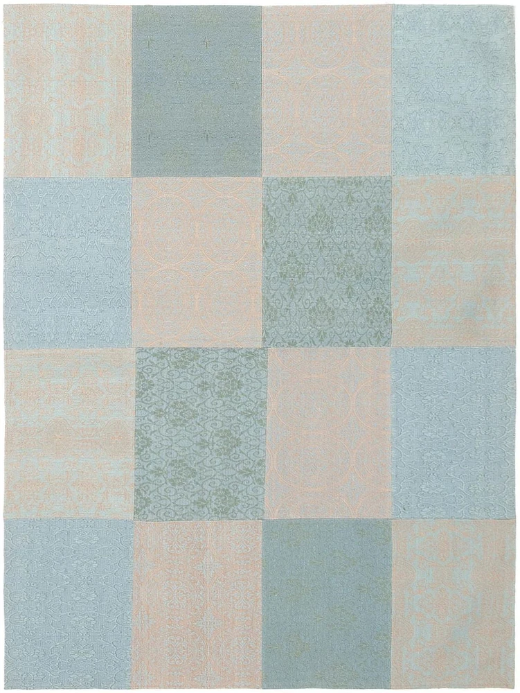 ECARPETGALLERY 5'8" x 7'8" Transitional Collage Handmade Area Rug for Living Room, Dining Room and Bedroom in Blue