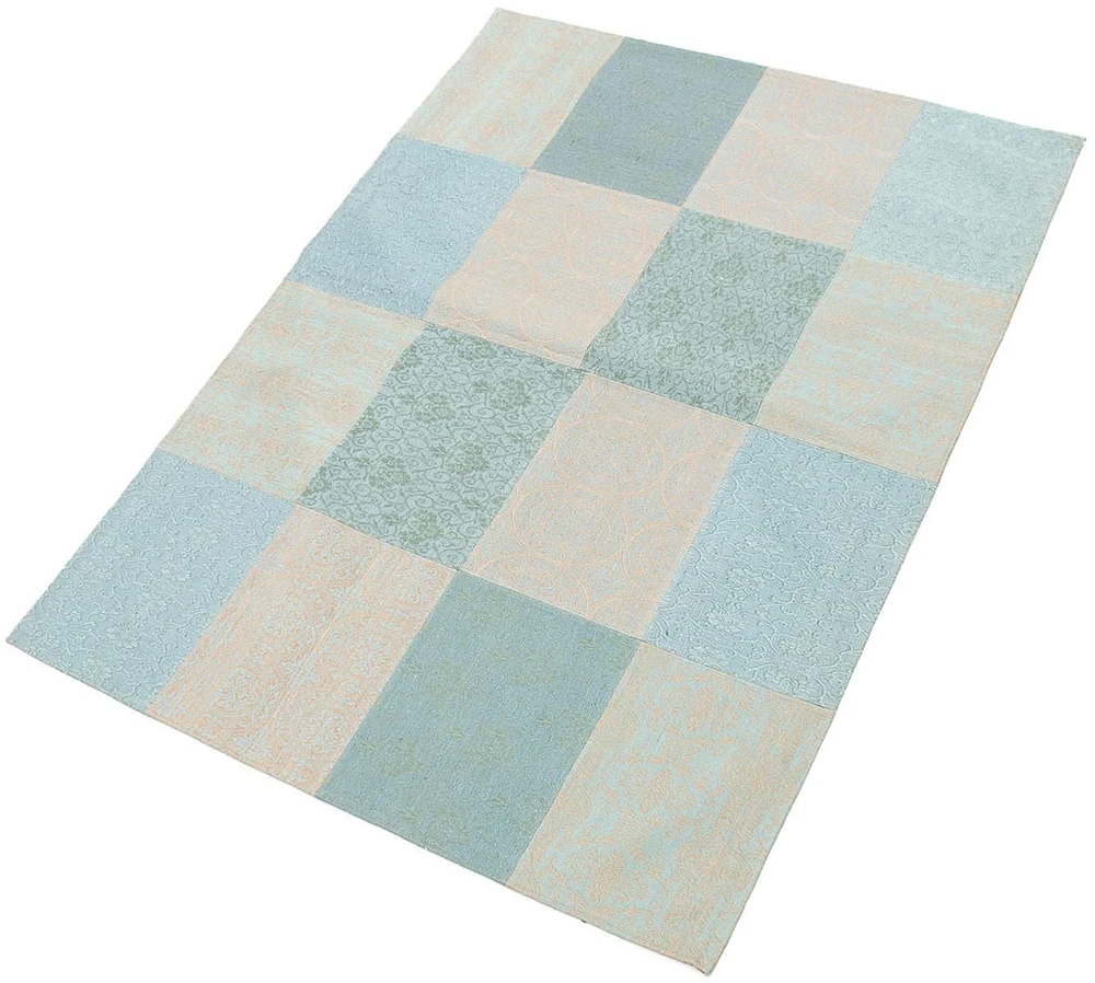 ECARPETGALLERY 5'8" x 7'8" Transitional Collage Handmade Area Rug for Living Room, Dining Room and Bedroom in Blue