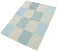 ECARPETGALLERY 5'8" x 7'8" Transitional Collage Handmade Area Rug for Living Room, Dining Room and Bedroom in Blue