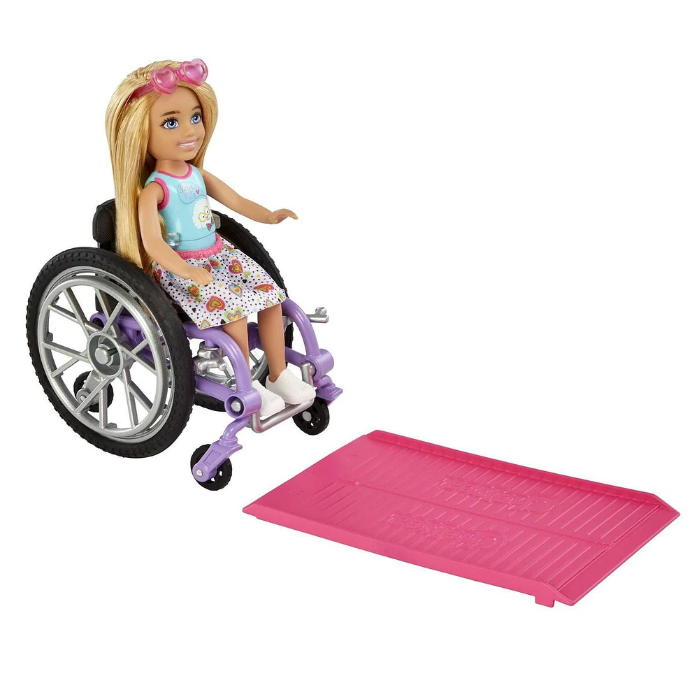 ​Barbie Chelsea Doll & Wheelchair, with Chelsea Doll (Blonde), in Skirt & Sunglasses, with Ramp & Sticker Sheet,