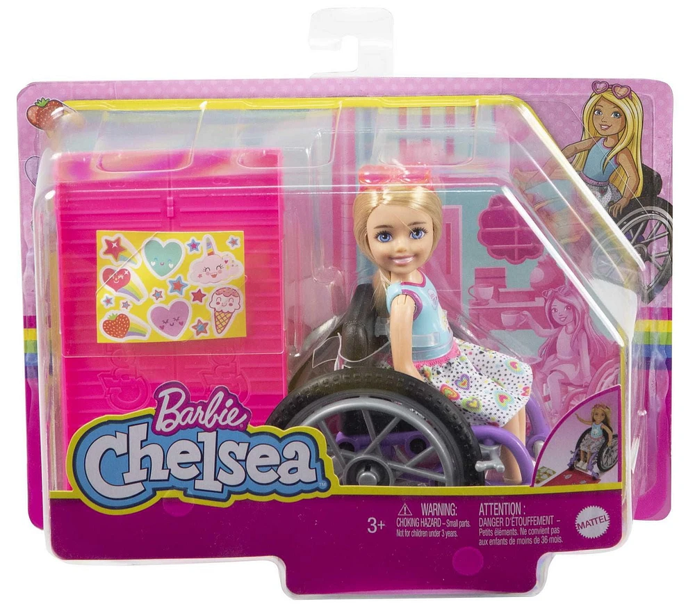 ​Barbie Chelsea Doll & Wheelchair, with Chelsea Doll (Blonde), in Skirt & Sunglasses, with Ramp & Sticker Sheet,