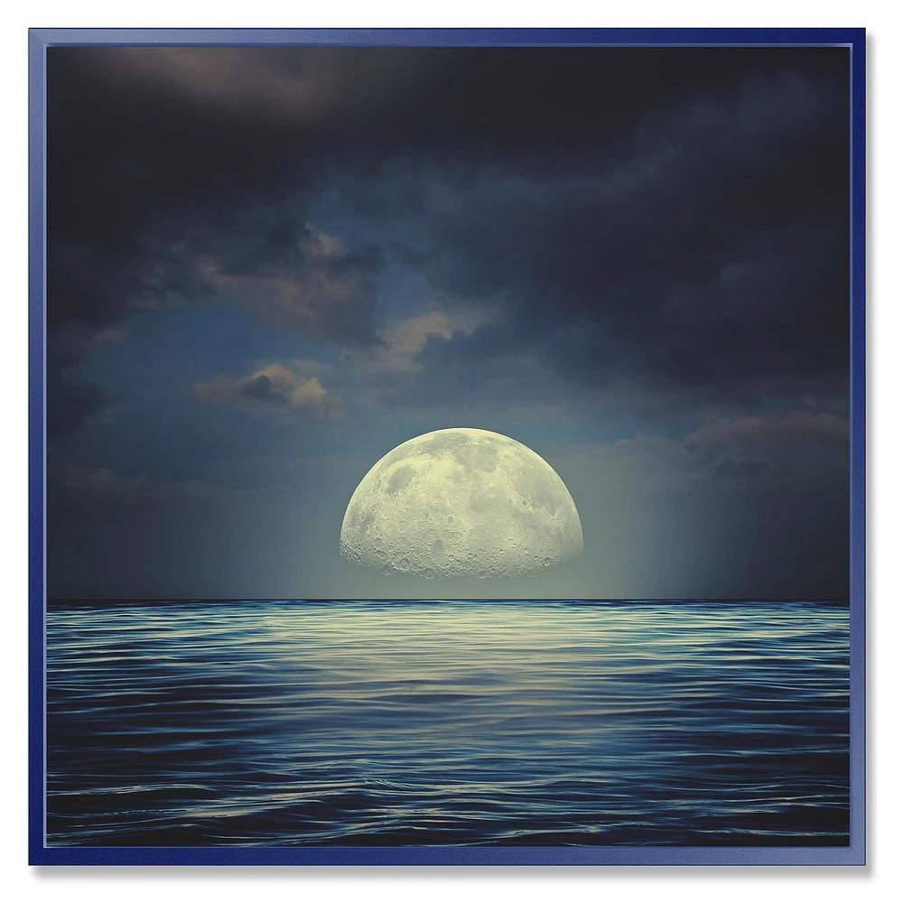 Designart Super Moon Over The Sea II FLOAT FRAME WALL ART