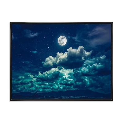 Designart Full Moon In Cloudy Night Sky II FLOAT FRAME WALL ART