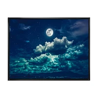 Designart Full Moon In Cloudy Night Sky II FLOAT FRAME WALL ART