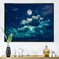 Designart Full Moon In Cloudy Night Sky II FLOAT FRAME WALL ART