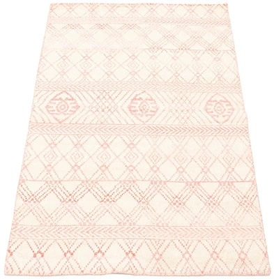 ECARPETGALLERY 4'10" x 7'9"  Geometric La Seda Hand-knotted Area Rug for Living Room, Dining Room and Bedroom in Ivory