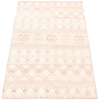 ECARPETGALLERY 4'10" x 7'9"  Geometric La Seda Hand-knotted Area Rug for Living Room, Dining Room and Bedroom in Ivory