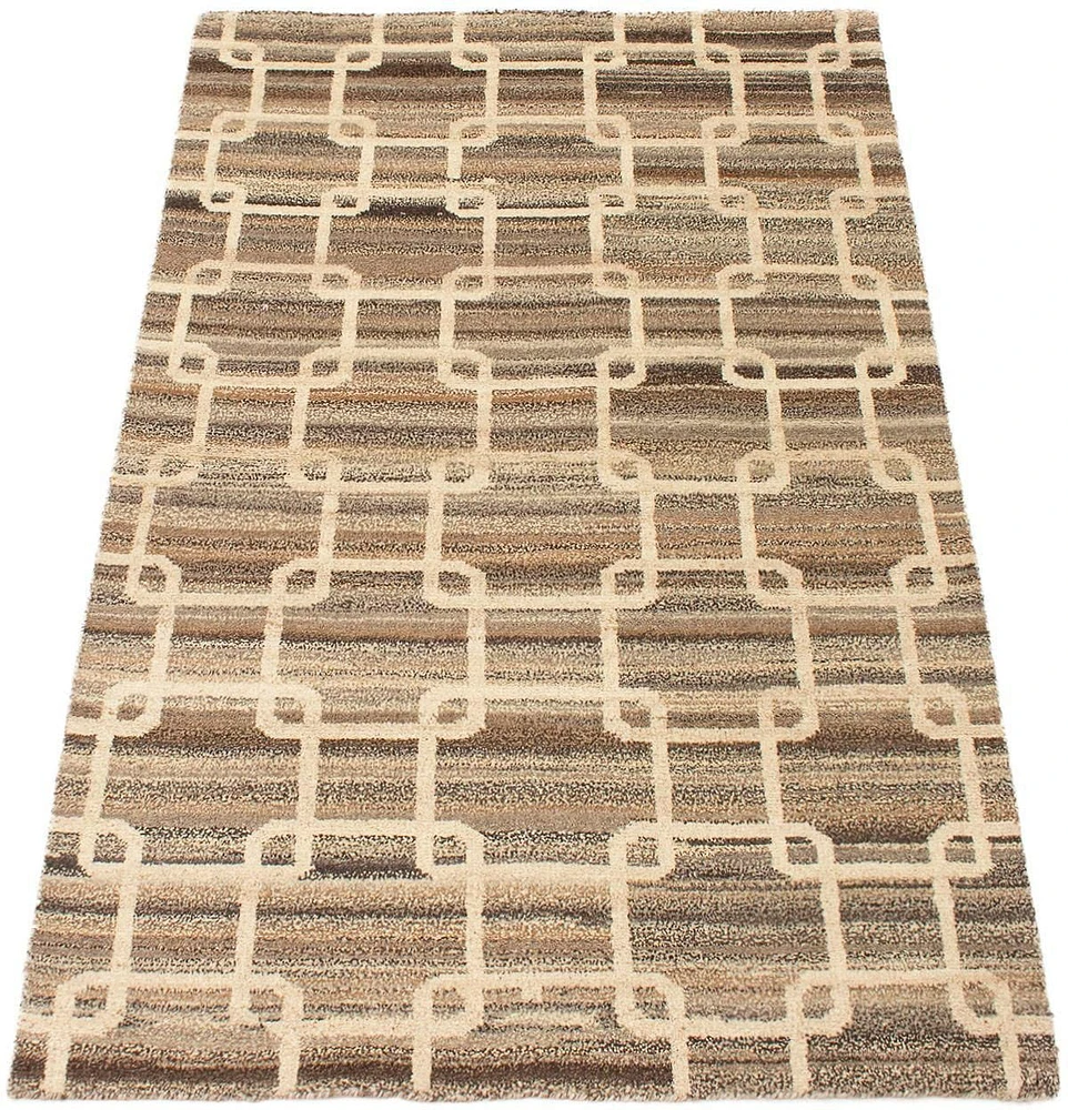 ECARPETGALLERY 5'8" x 8'0" Moroccan Tangier Hand-knotted Area Rug for Living Room, Dining Room and Bedroom in Brown