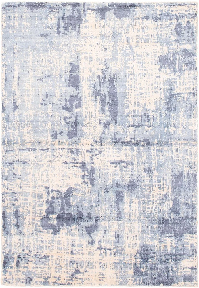 ECARPETGALLERY 4'11" x 7'3" Transitional Galleria Hand-knotted Area Rug for Living Room, Dining Room and Bedroom in Blue