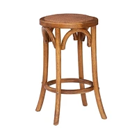 Whit Rattan Seat Backless Counter Stool, Walnut