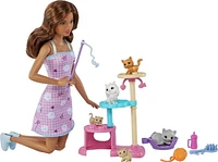 ​Barbie Kitty Condo Doll and Pets Playset with Barbie Doll (Brunette), 1 Cat, 4 Kittens, Cat Tree & Accessories, Ages 3+