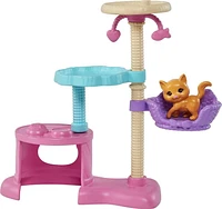 ​Barbie Kitty Condo Doll and Pets Playset with Barbie Doll (Brunette), 1 Cat, 4 Kittens, Cat Tree & Accessories, Ages 3+