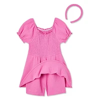 Btween Girls' Smocked Romper 2-Piece Set, Sizes 4-12