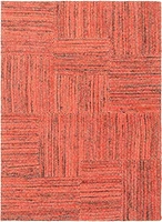 ECARPETGALLERY 4'8" x 6'5" Contemporary Collage Handmade Area Rug for Living Room, Dining Room and Bedroom in Red