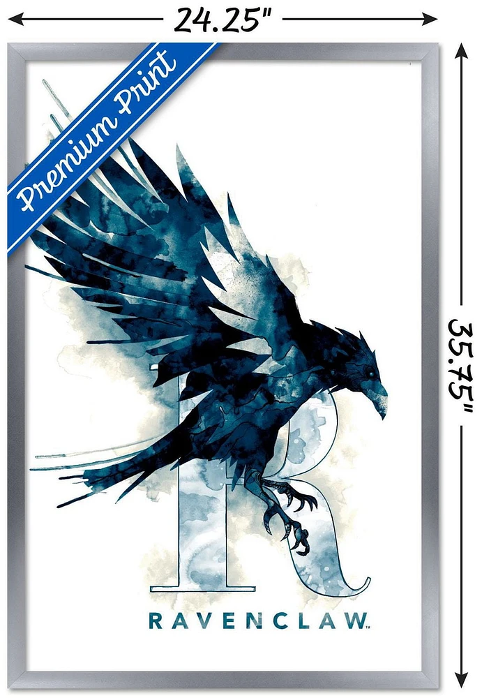 The Wizarding World: Harry Potter - Ravenclaw Illustrated House Logo Wall Poster, 14.725" x 22.375" Framed