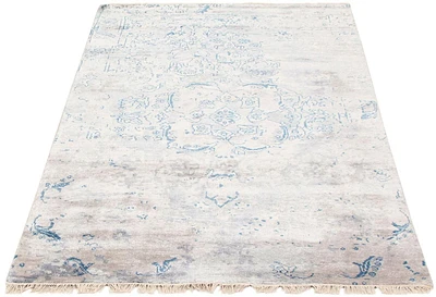 ECARPETGALLERY 5'6" x 7'6" Transitional Jules Oushak Hand-knotted Area Rug for Living Room, Dining Room and Bedroom in Grey