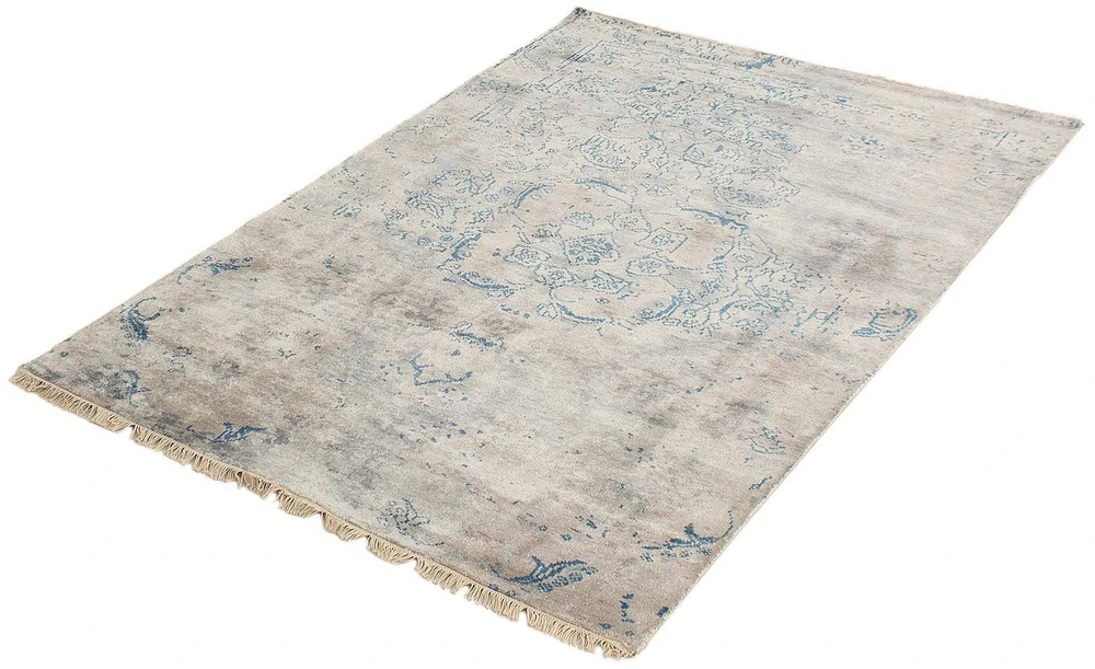 ECARPETGALLERY 5'6" x 7'6" Transitional Jules Oushak Hand-knotted Area Rug for Living Room, Dining Room and Bedroom in Grey